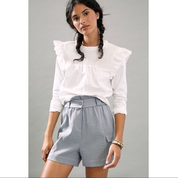 NEW Anthropologie Moon River Gray Cinched Cargo Shorts Small Medium or X-Large
